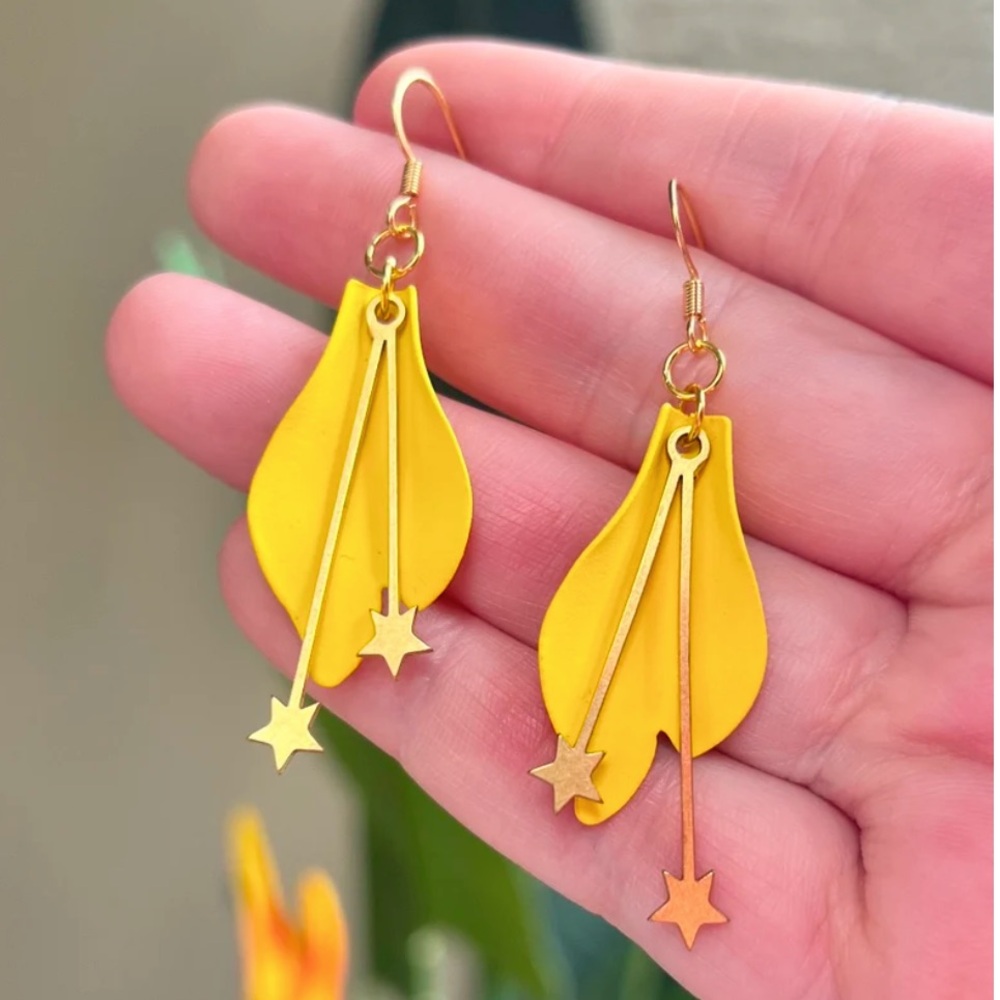 Handmade Yellow Fairy Petal Earrings
